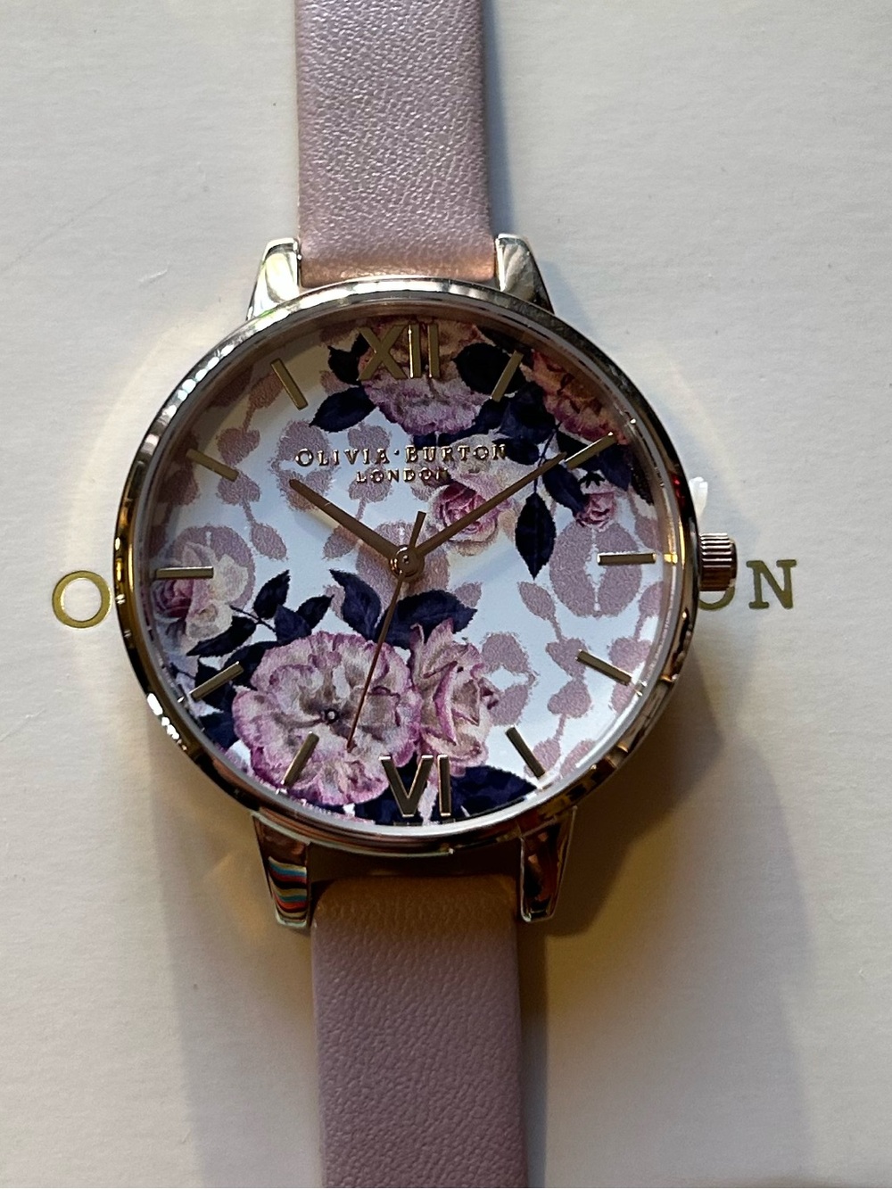 Olivia Burton Watch With 34mm Floral Face & Pink Band